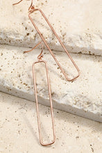 Load image into Gallery viewer, Rose Gold Open Rectangle Earrings