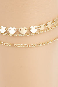 Dainty Layered Heart Chain Anklet