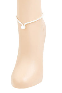 Dainty Beaded Disc Charm Anklet (2 Styles)