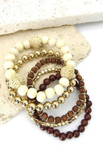 Load image into Gallery viewer, Chocolate Brown Wood Bracelet Set