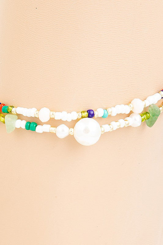 Dainty Bead Layered Anklets