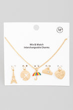 Load image into Gallery viewer, Necklace with 5 Charms (Umbrella, Eiffel Tower)
