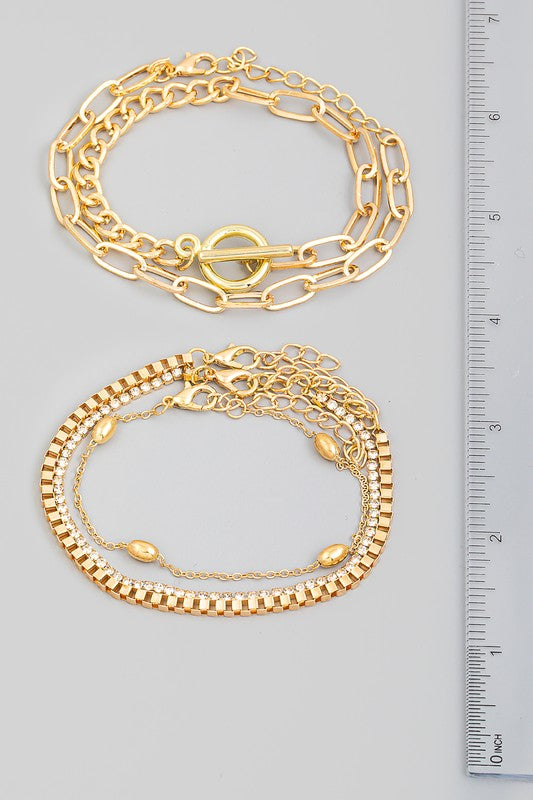 Gold Multi Toggle Chain Link Bracelet