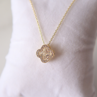 Gold Crystal Clover Necklace
