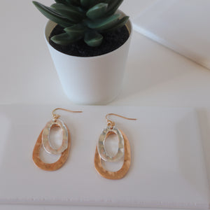 Gold and Silver Distressed Oval Earrings