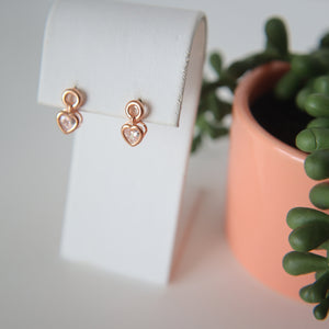 Mini Rose Gold Heart Earrings