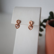 Load image into Gallery viewer, Mini Rose Gold Heart Earrings